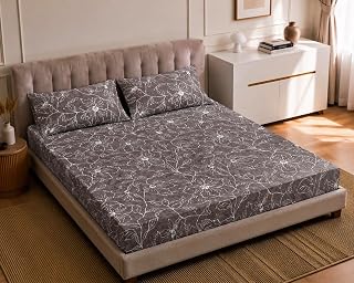 Print Premium Cotton King Size Bedsheet with 2 Pillow Covers | Soft & Breathable Floral Print