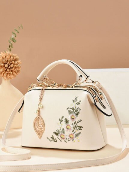 PU Half Moon Handheld Bag With Detachable Sling Strap