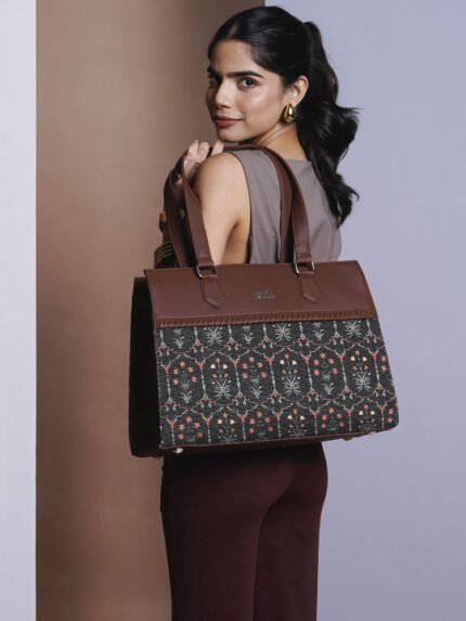 Floral Printed Structured Shoulder Bag