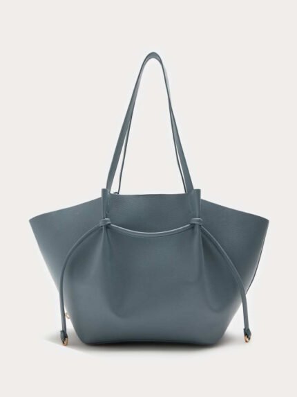 Women Faux Leather Pinched Strap Detail Tote Bag