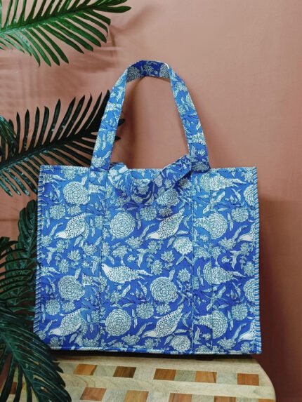 Unisex Floral Printed Oversized Structured Tote Bag